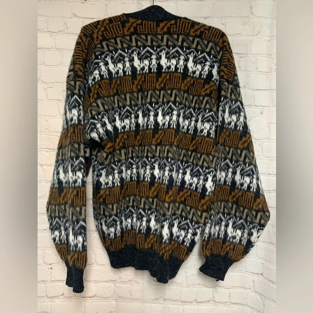 Vtg Lama Mohair Metallic Cardigan Sweater Size S​